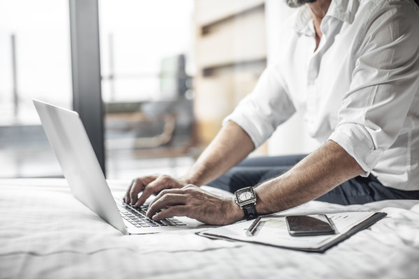 A man using a laptop